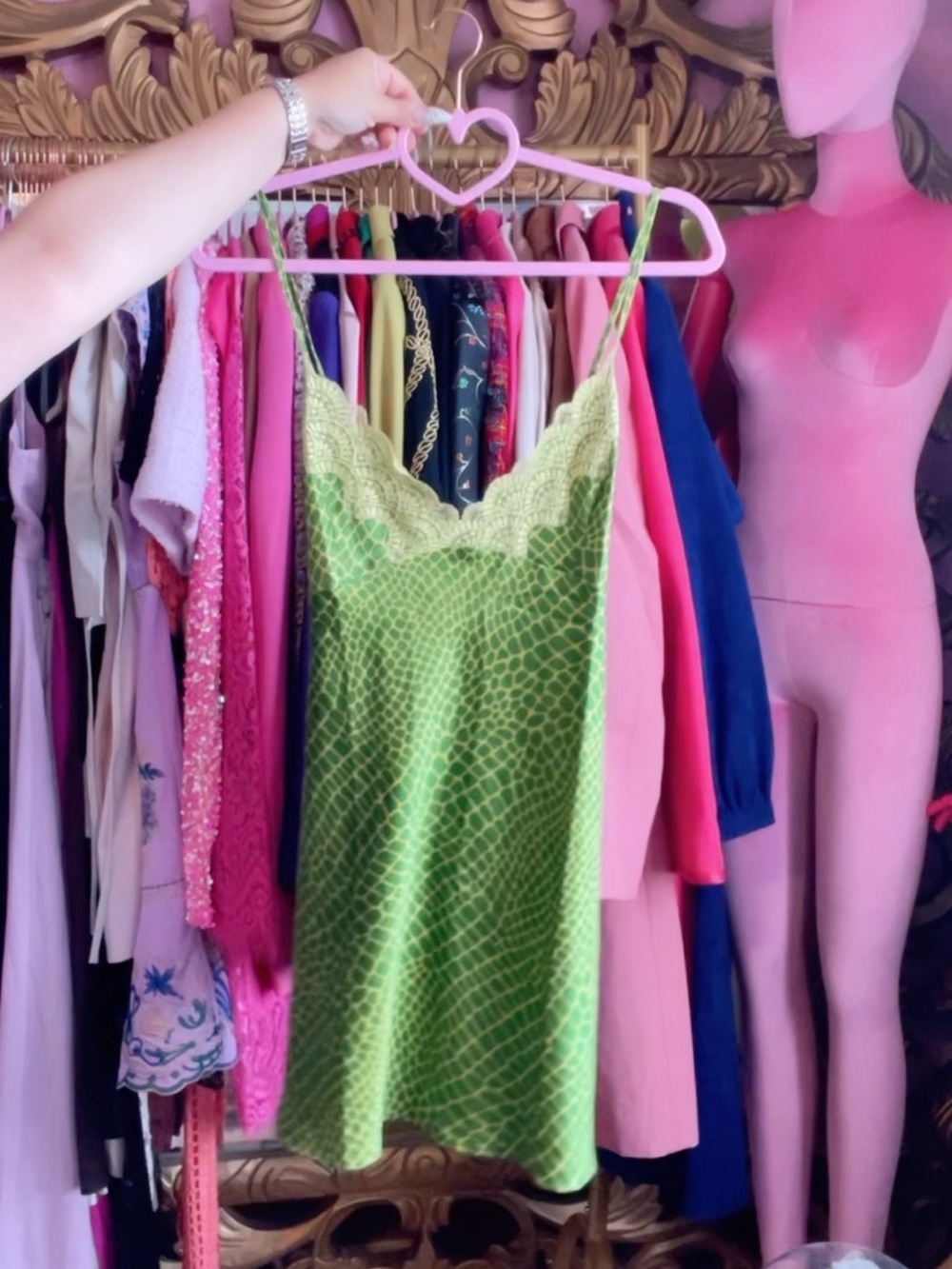 Victoria's Secret Lime Green Lace-Trim Slip